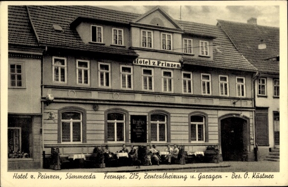 Postcard Sömmerda in the Thuringian Basin, Hotel zum Prinzen, owned by O. Kästner