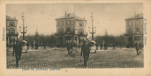 Stereo photo Mulhouse Mulhouse Alsace Haut Rhin, Place du Nouveau Quartier