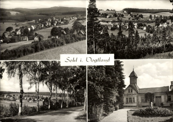 Postcard Sohl Bad Elster in Vogtland, view of the town, Saxony spring, fountain