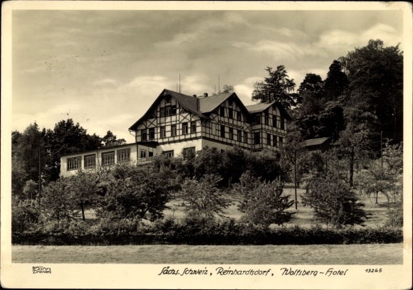 Ak Schöna Reinhardtsdorf in Saksen, uitzicht op het Wolfsberg Hotel, Hahn 13265