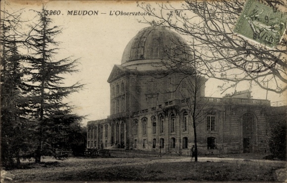 Postcard Meudon Hauts de Seine, observatory, architecture, trees, black and white