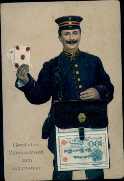 Leporello Postcard Congratulations Birthday, Postman