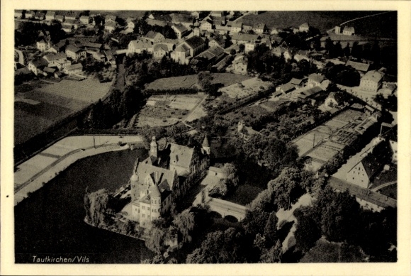 Ak Taufkirchen an der Vils Oberbayern, Fliegeraufnahme