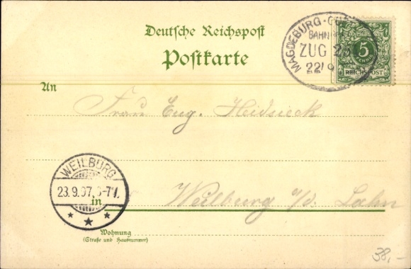 litho Leipzig, Saksische Thüringer Industrie- en Handelstentoonstelling 1897, klederdracht, dorp