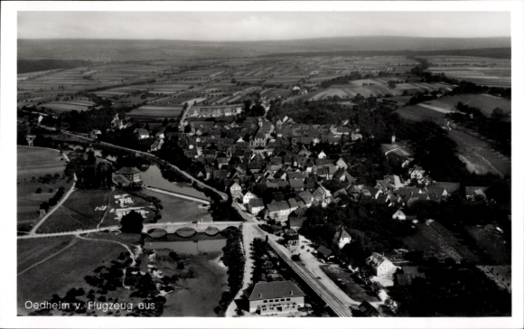 Postcard Oedheim in Baden Württemberg, aerial photograph