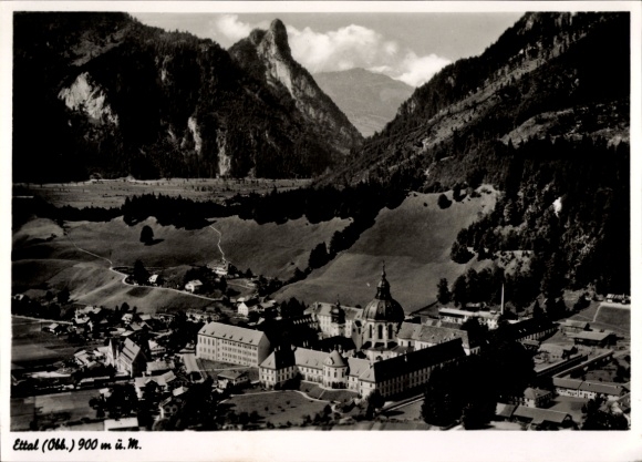 Ak Ettal Oberbayern, Fliegeraufnahme