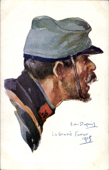 Kunstenaarskaart Dupuis, Em., La Grurie, Franse soldaat 1915