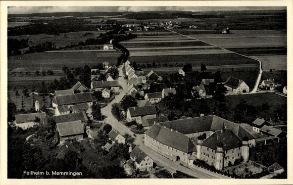 Postcard Fellheim in Unterallgäu, aerial photograph