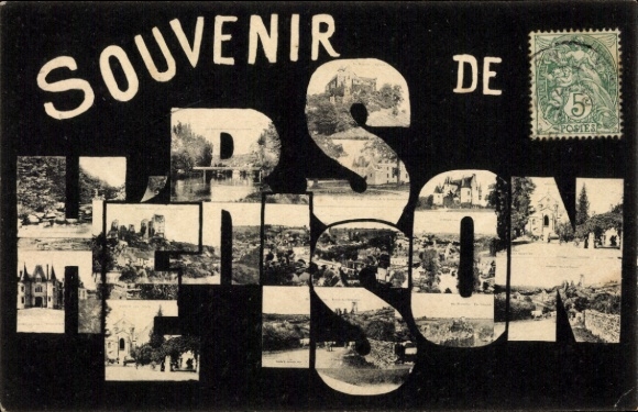 Letters Postcard Hérisson Allier, partial views, building, bridge