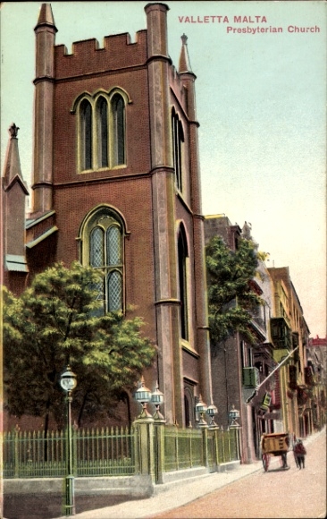 Postcard Valletta Malta, Presbyterian Church, Church