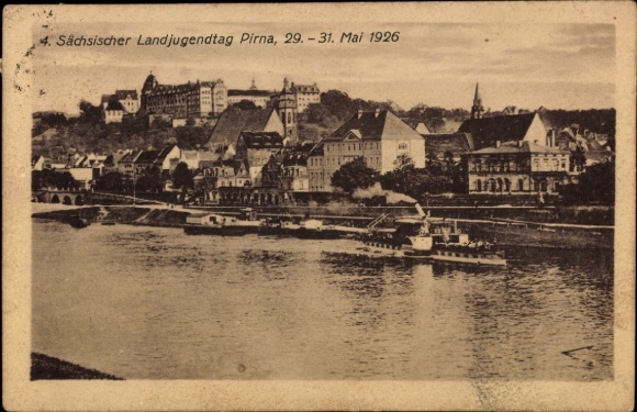 Ak Sonnenstein Pirna in Sachsen, 4. Sächsischer Landjugendtag, Stadtansicht, Elbe, Sonnenstein, 1