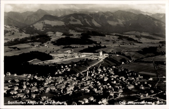 Postcard Sonthofen in the Oberallgäu Swabia, aerial photograph, Ordensburg