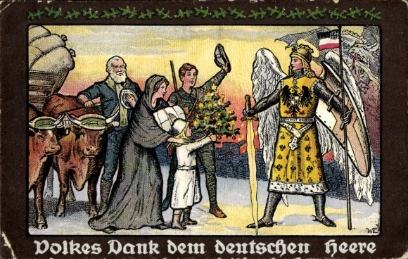 Artist Postcard Hamburg, Sacrifice Day 1915, Child with Christmas Tree, Angel