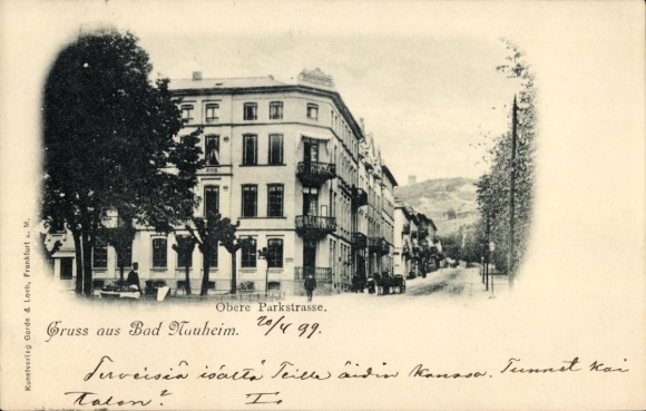 Postcard Bad Nauheim in Hesse, Obere Parkstraße, Wilhelminian-style architecture, Greetings from Bad Nauheim