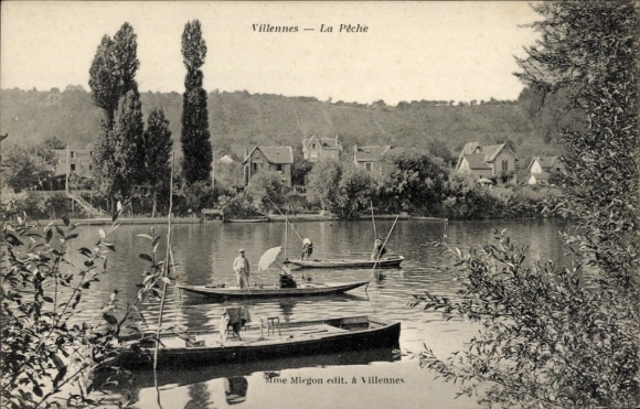 Postcard Villennes sur Seine Yvelines, La Peche