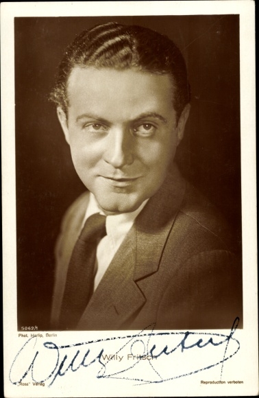 Postcard actor Willy Fritsch, portrait, Ross Verlag 5062/1, autograph