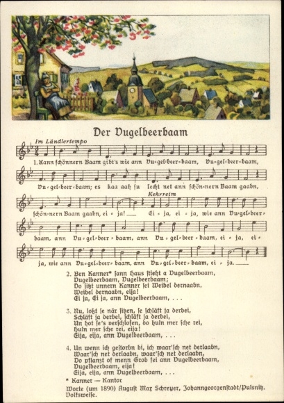 Song Postcard Vogel, Wilhelm, Der Vugelbeerbaam, Can be beautiful Baam there, landscape idyll
