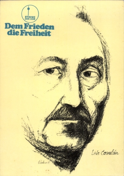 Artist Postcard Luis Corvalán, Chilean politician, General Secretary of the KPD of Chile, Voice of the GDR