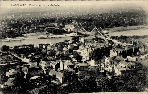 PC Dresden Loschwitz, panorama with Blasewitz, suspension railway
