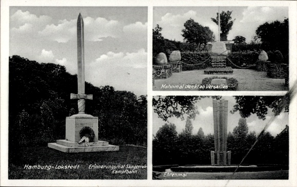 Postcard Hamburg Eimsbüttel Lokstedt, Memorial Skagerrak-Kampfbahn, War Memorial