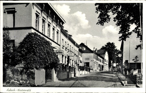 Postcard Asbach im Westerwald, partial view, pharmacy