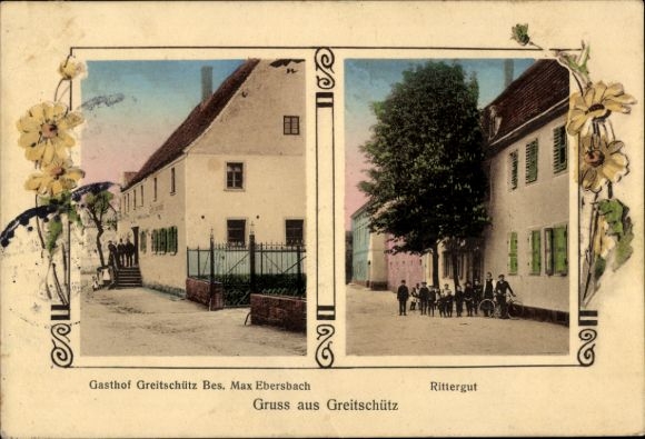 Postcard Greitschütz Elstertrebnitz Saxony, manor, inn