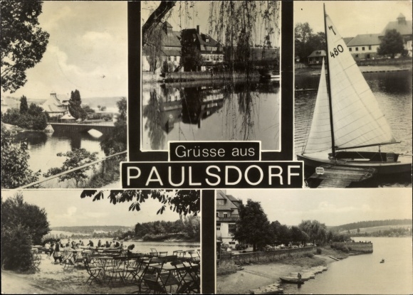 PC Paulsdorf Dippoldiswalde in the Eastern Ore Mountains, sailing boat, beer garden, panorama
