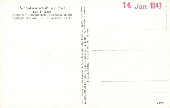 Postcard Gardessen near Cremlingen Lower Saxony, aerial photograph, Schwankwirtschaft zur Post, E. Goes
