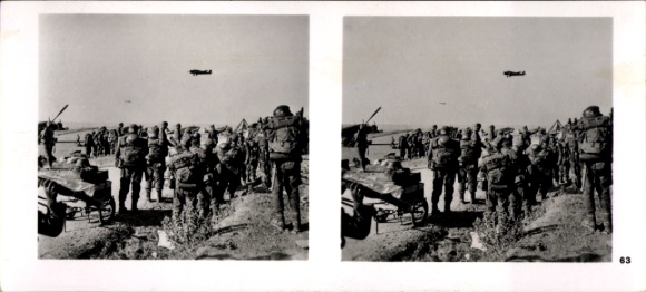 Stereo image photo Flying and Winning No. 63, Mountain Infantry on Crete