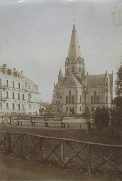 Original photo France, Lorraine, Saargemünd (Sarreguemines), Protestant Church, around 1900