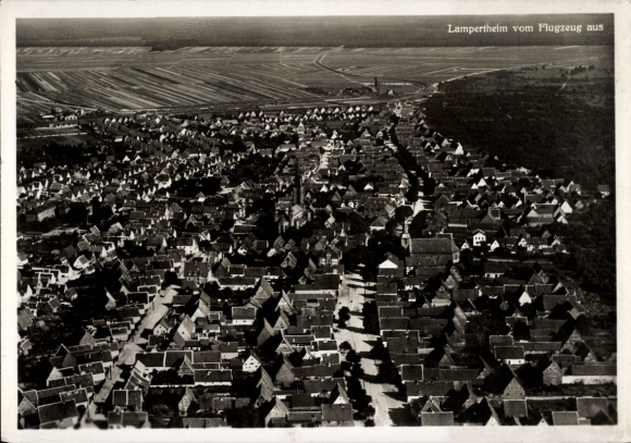 Postcard Lampertheim am Rhein Hesse, aerial photo