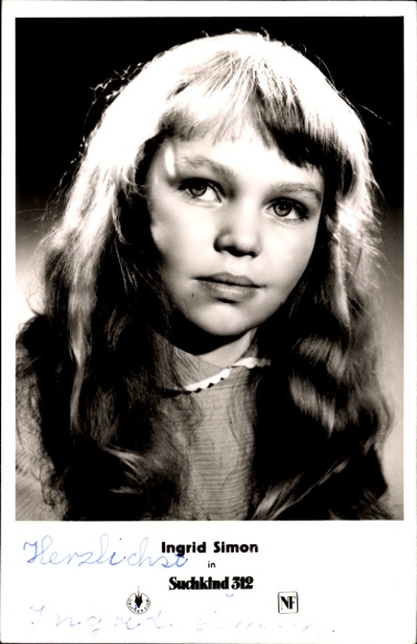 Postcard actress Ingrid Simon, portrait, autograph