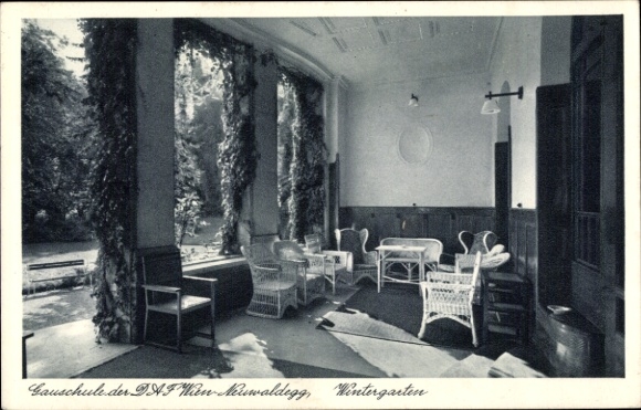 Postcard Neuwaldegg Wien 17 Hernals, Gauschule of the DAF, Wintergarten