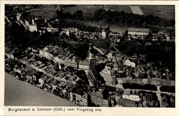 Postcard Burghausen an der Salzach Upper Bavaria, aerial photograph