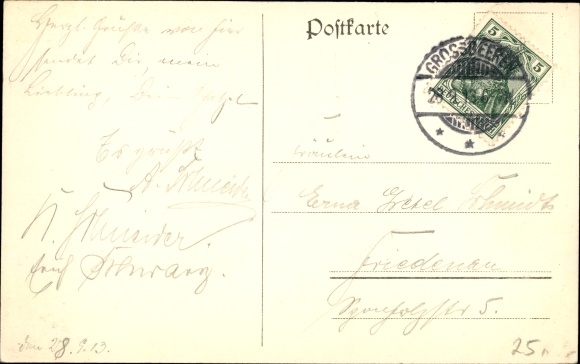 Postcard Großbeeren in Brandenburg, Genserts Restaurant, monuments 1813-1814