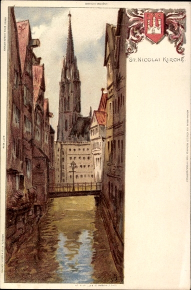 Coat of arms artist Chromo-Litho Biese, C., Hamburg, St. Nicolai Church