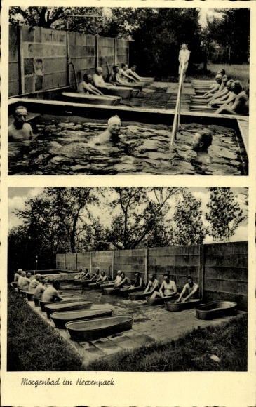 Postcard Kettwig Essen in the Ruhr area, Stadtwald-Sanatorium Jungborn, morning bath in Herrenpark