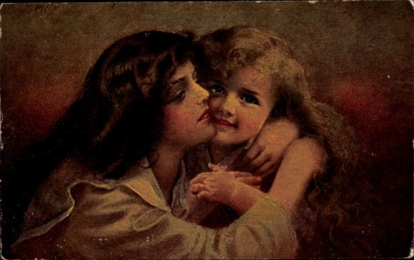 Artist Postcard Riesen, siblings
