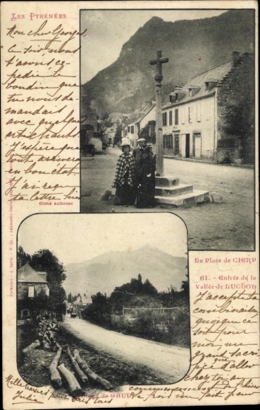 Ak Cierp Haute Garonne, Partie am Kreuz, Straßenpartie
