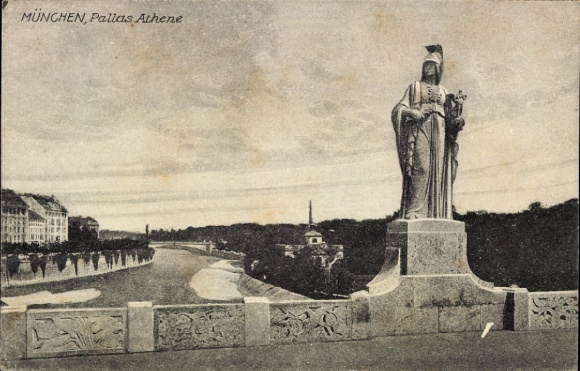 Ak München, Statue Pallas Athene