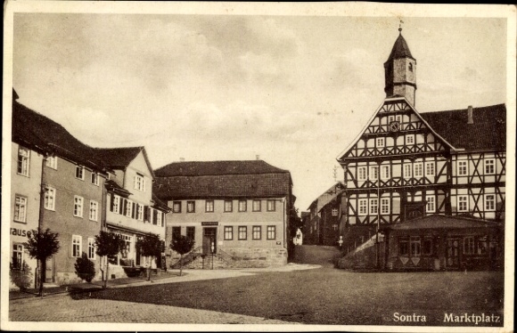 Postcard Sontra in Hessen, market square