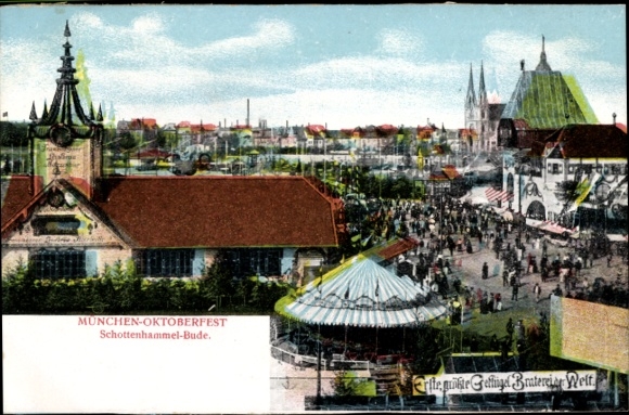 Postcard Munich, Oktoberfest, Schottenhammel booth
