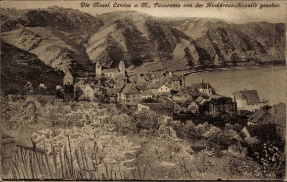 Ak Karden an der Mosel, Panorama von der Hochkreuz-Kapelle gesehen