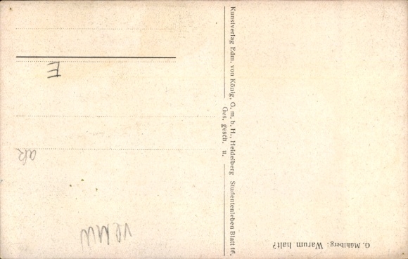 Studentika artist Postcard Mühlberg, Georg, Why stop, student at the Mensur