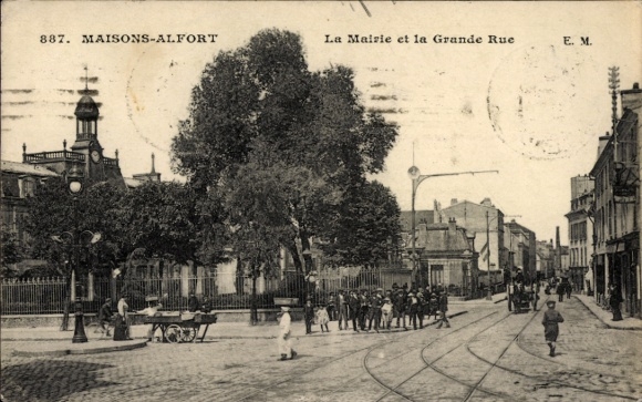 Postcard Maisons Alfort Val de Marne, Town Hall, Grande Rue