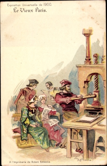 Artist Chromo-Litho Robida, A., Exposition Universelle de 1900, A l&#39;Imprimerie de Robert Estienne