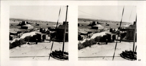 Stereo spatial image photo Flying and Winning No. 97, Tatoi airfield after the Germans landed