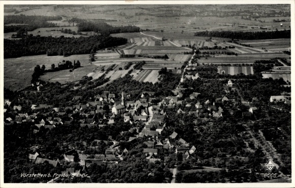 Postcard Vörstetten Baden Württemberg, aerial photograph