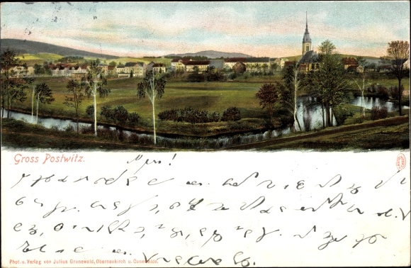 Postcard Großpostwitz Middle Lusatian Mountains, town view