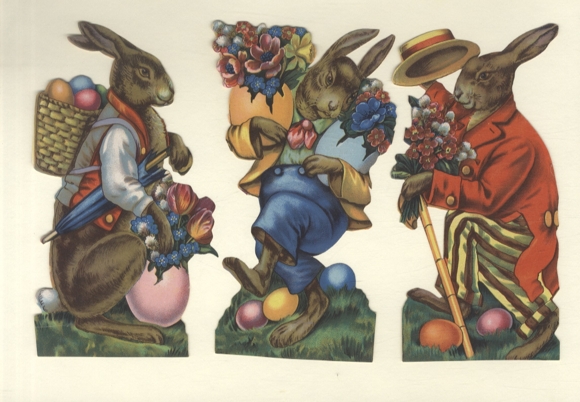 3 wafers (new) Easter bunnies with colorful Easter eggs, each approx. 17 x 10 cm